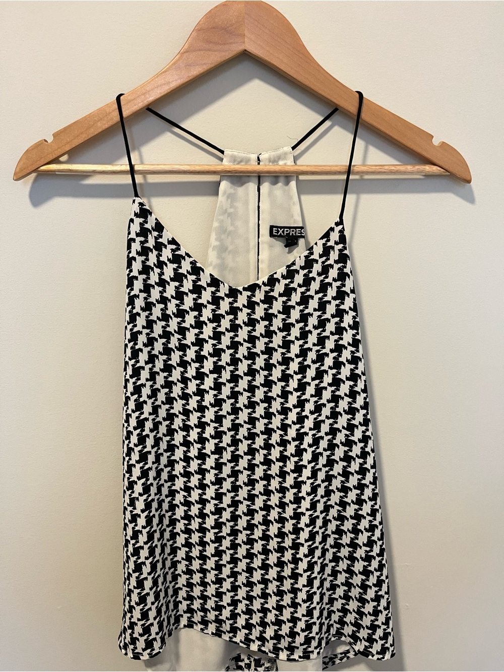 Express Black and White Houndstooth Spaghetti Strap Camisole
